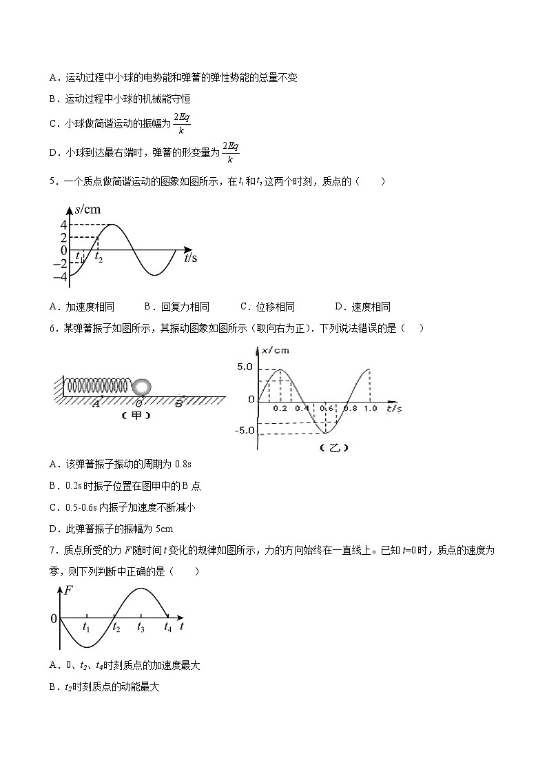 2.1简谐运动同步练习2021—2022学年高中物理沪教版（2019）选择性必修第一册02