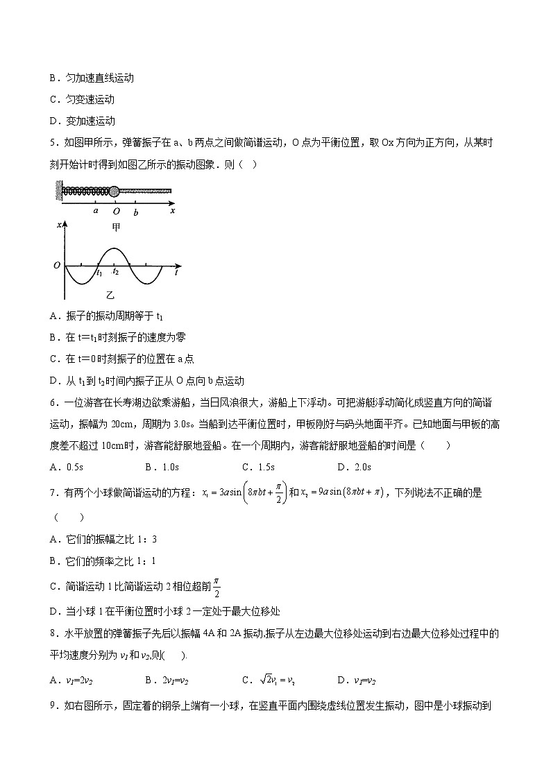 2.1简谐运动及其图像同步练习2021—2022学年高中物理教科版（2019）选择性必修第一册02
