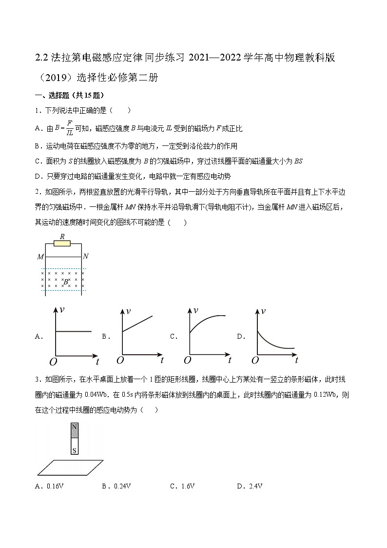 2.2法拉第电磁感应定律同步练习2021—2022学年高中物理教科版（2019）选择性必修第二册第1页