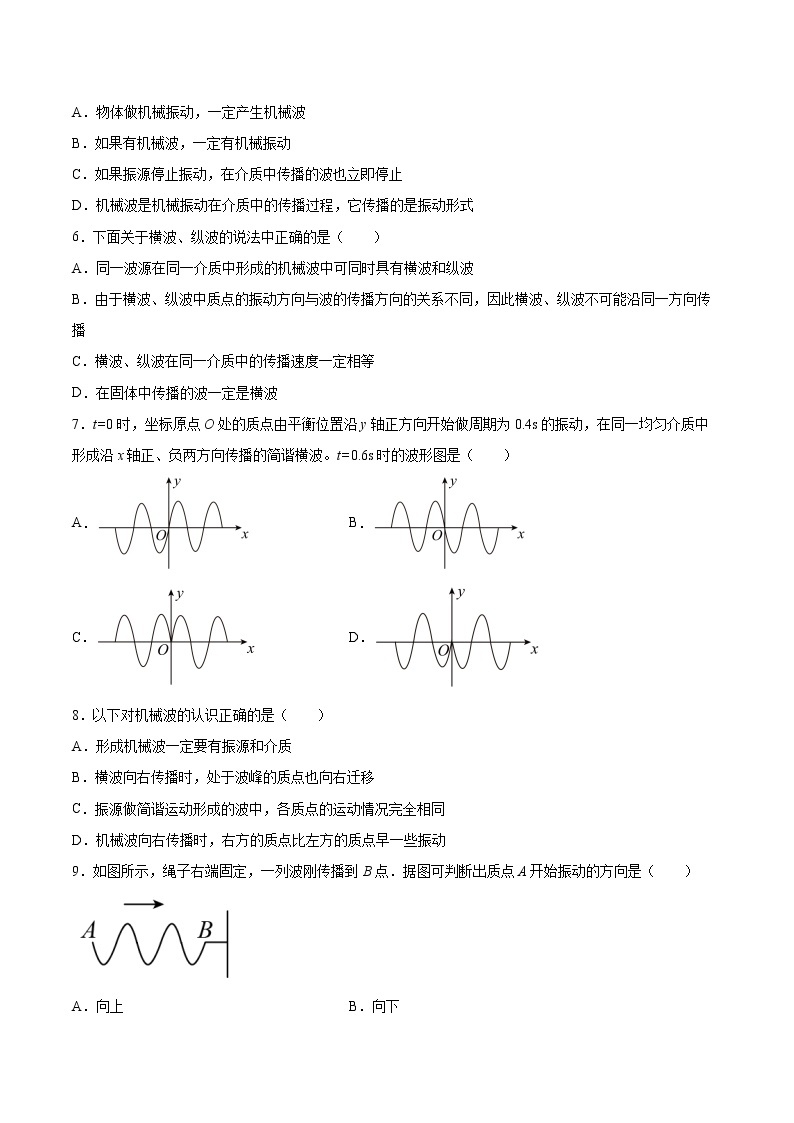 3.1机械波的形成和传播同步练习2021—2022学年高中物理教科版（2019）选择性必修第一册02