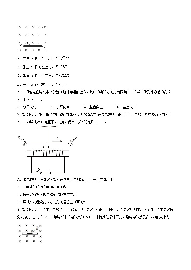 1.1磁场对通电导线的作用力专题复习2021—2022学年高中物理人教版（2019）选择性必修第二册第2页