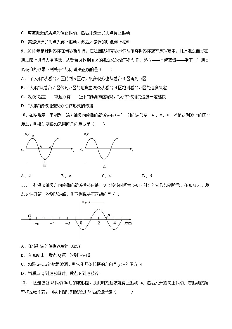 3.1波的形成同步练习2021—2022学年高中物理人教版（2019）选择性必修第一册03