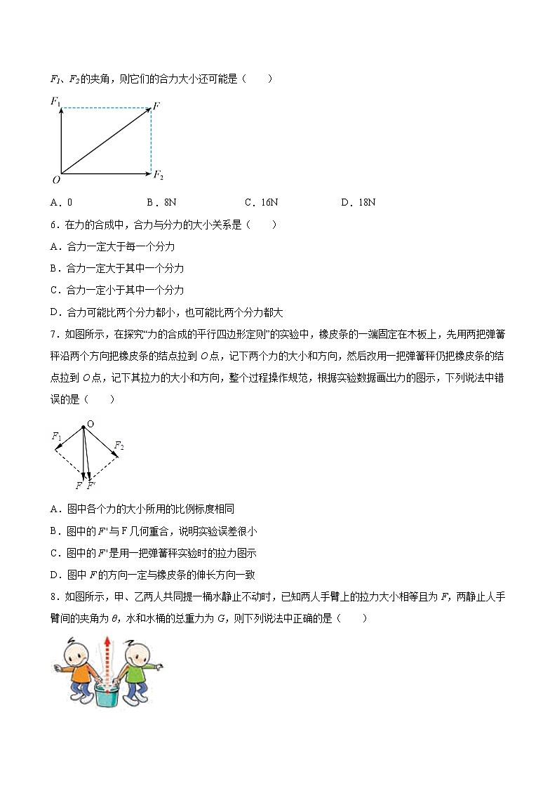 4.1科学探究：力的合成同步练习2021—2022学年高中物理鲁科版（2019）必修第一册02