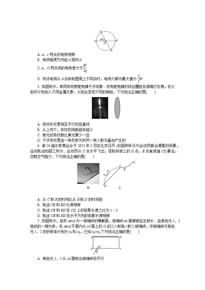 2022连云港高三下学期二模考试（4月）物理含答案02