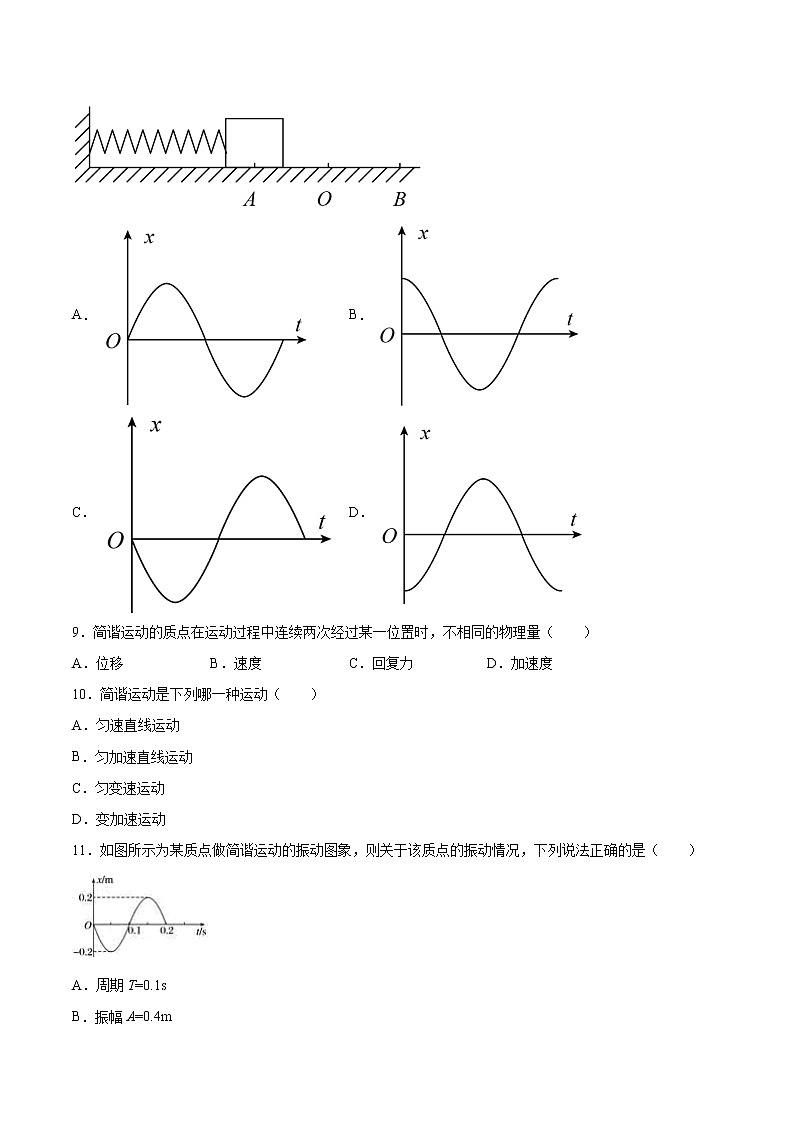 2.1简谐运动同步练习2021—2022学年高中物理沪教版（2019）选择性必修第一册第3页