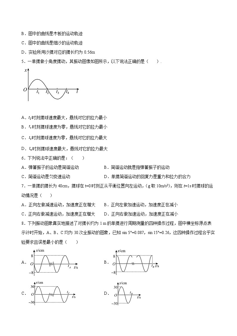 2.3摆钟的物理原理同步练习2021—2022学年高中物理沪教版（2019）选择性必修第一册02