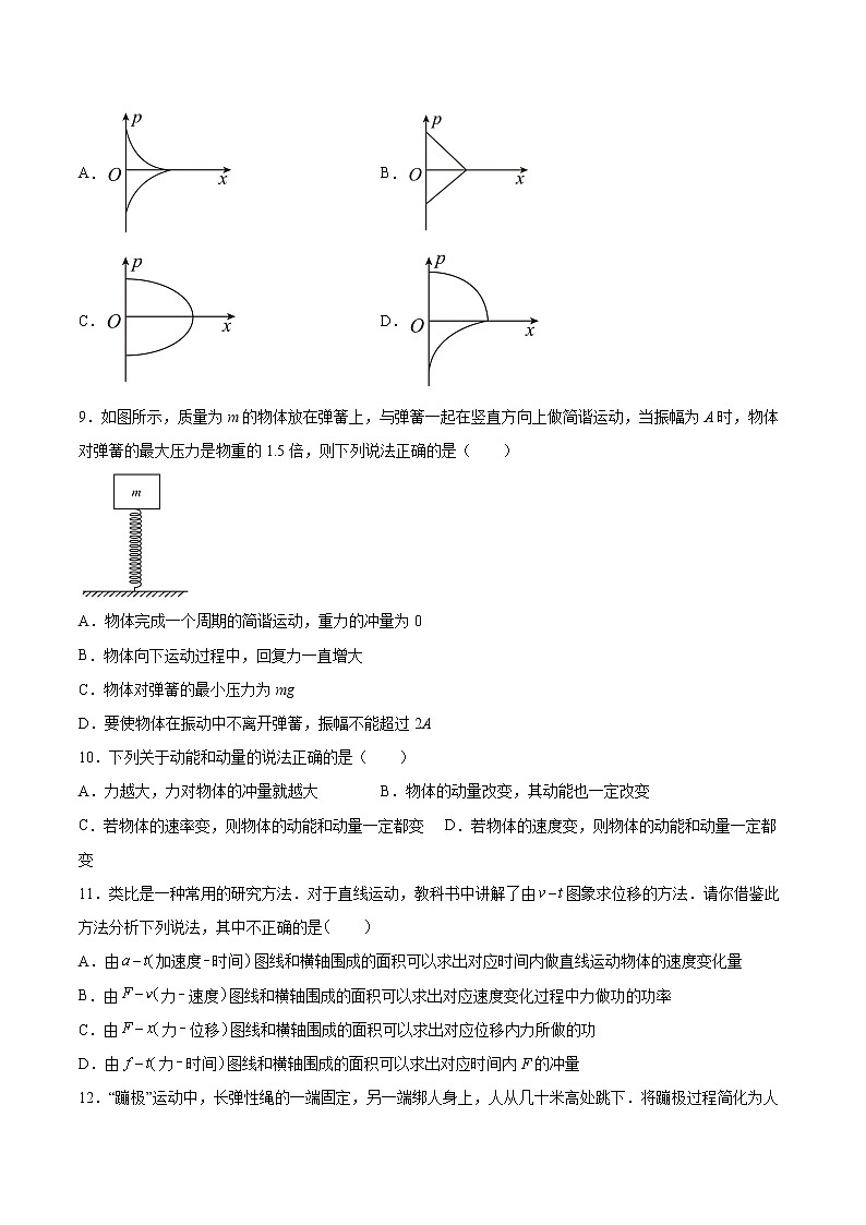 1.1动量同步练习2021—2022学年高中物理教科版（2019）选择性必修第一册03