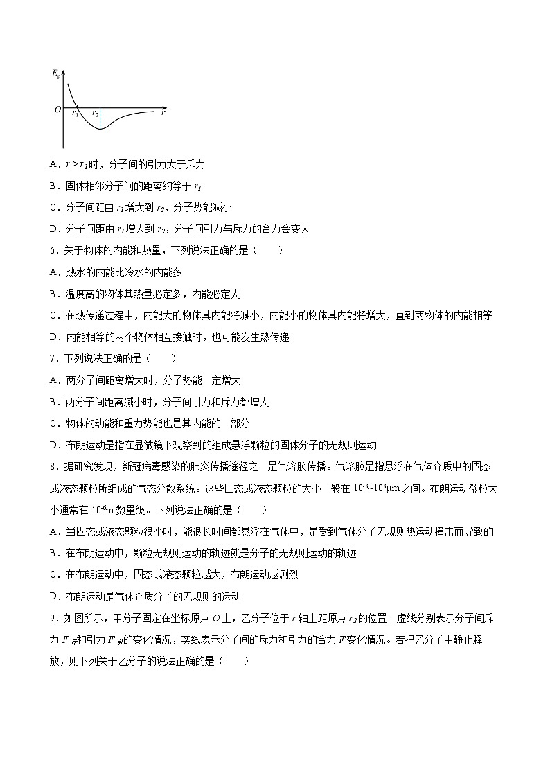 1.1分子动理论的基本观点同步练习2021—2022学年高中物理鲁科版（2019）选择性必修第三册第2页