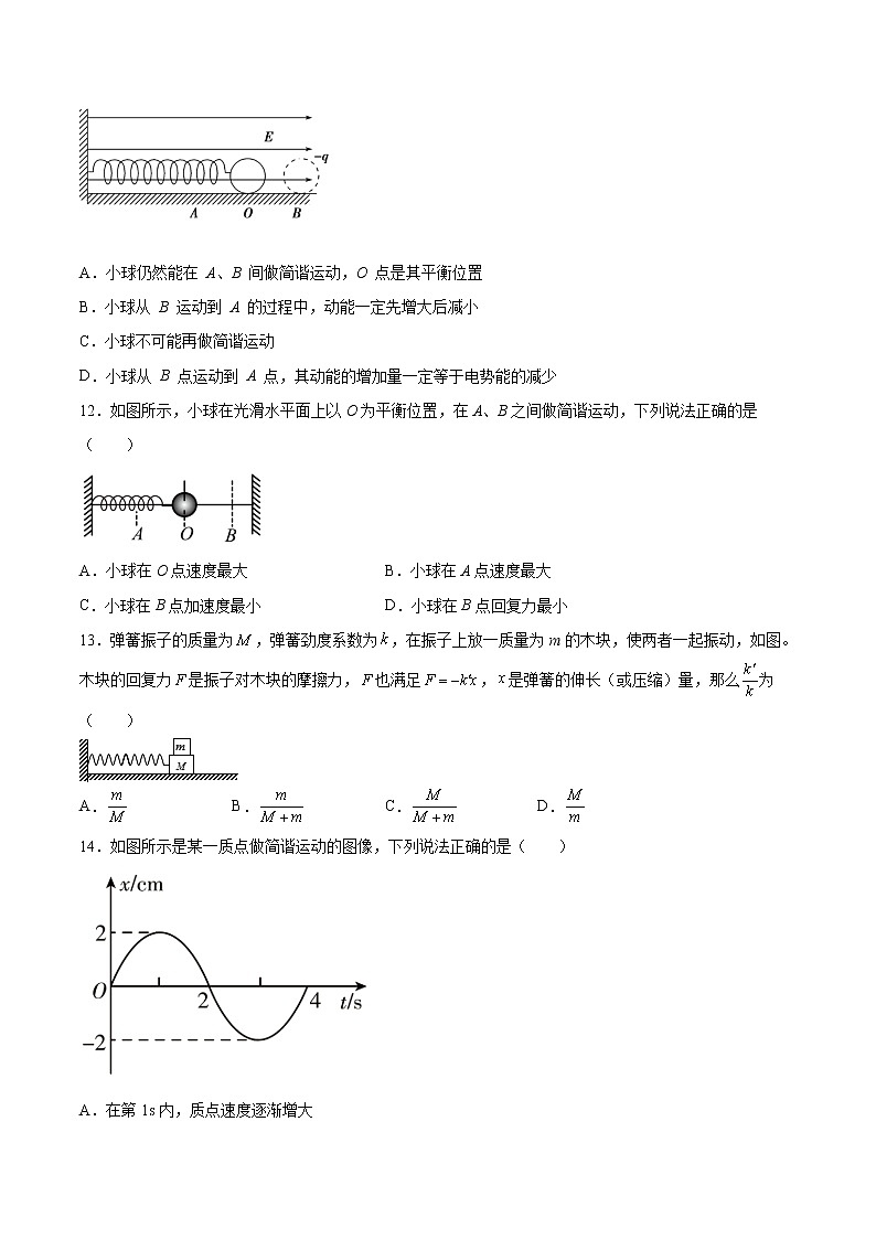 2.1简谐运动基础巩固2021—2022学年高中物理鲁科版（2019）选择性必修第一册练习题第3页