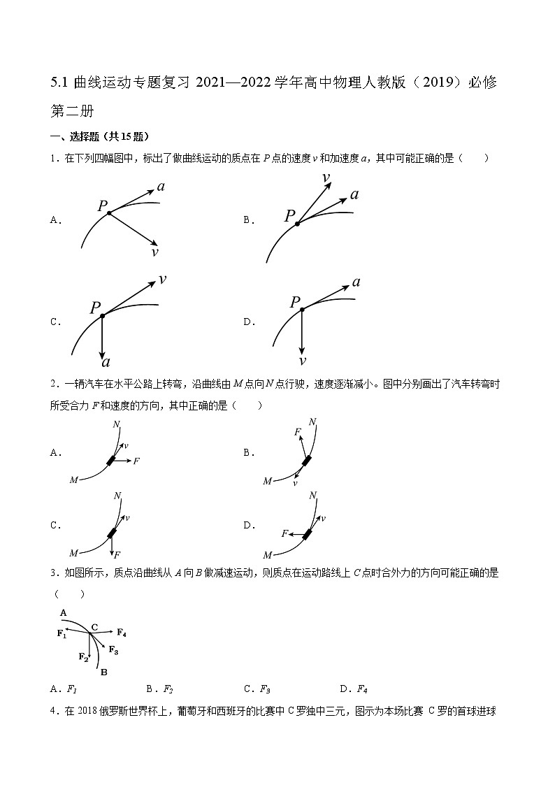 5.1曲线运动专题复习2021—2022学年高中物理人教版（2019）必修第二册第1页