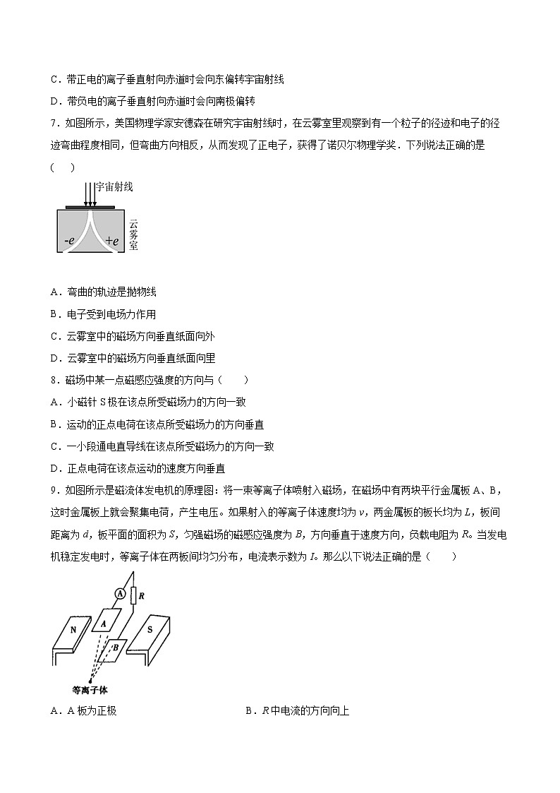 1.2磁场对运动电荷的作用力专题复习2021—2022学年高中物理人教版（2019）选择性必修第二册03