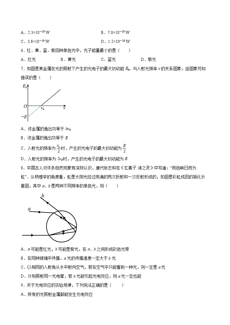 4.2光电效应专题复习2021—2022学年高中物理人教版（2019）选择性必修第三册02