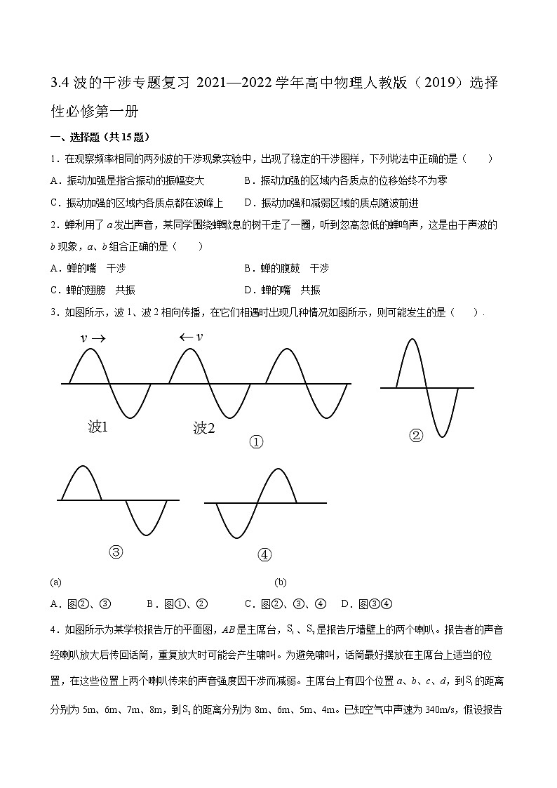 3.4波的干涉专题复习2021—2022学年高中物理人教版（2019）选择性必修第一册01
