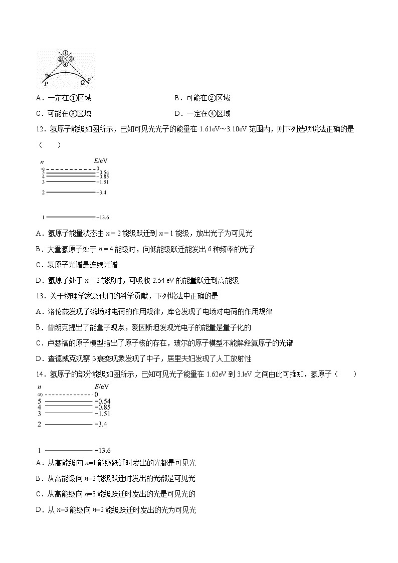 5.1原子的结构基础巩固2021—2022学年高中物理粤教版（2019）选择性必修第三册练习题03