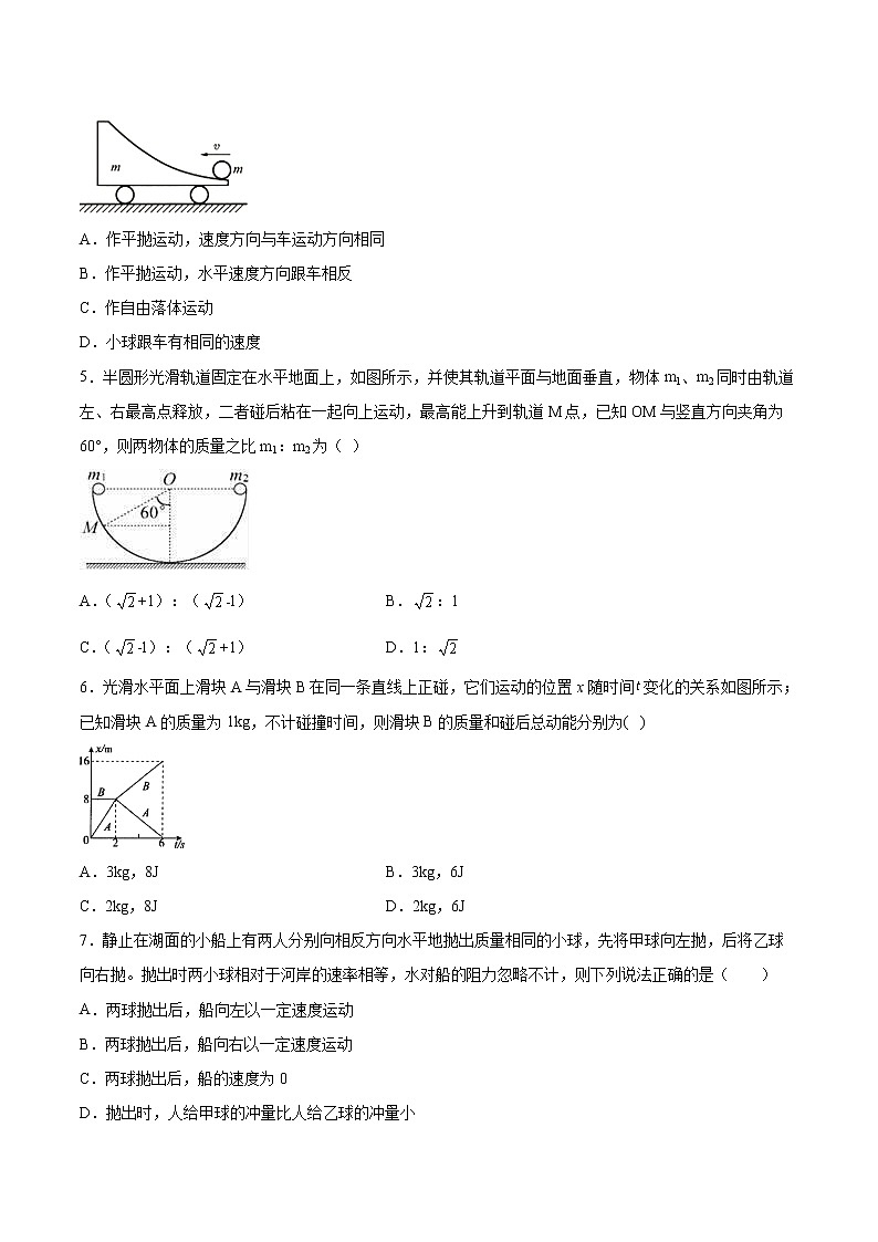 1.5弹性碰撞与非弹性碰撞同步练习2021—2022学年高中物理粤教版（2019）选择性必修第一册02