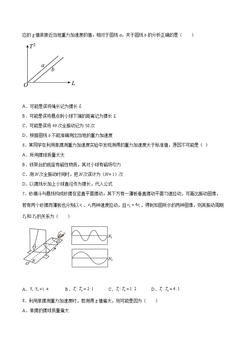 2.5用单摆测量重力加速度专题复习2021—2022学年高中物理人教版（2019）选择性必修第一册02