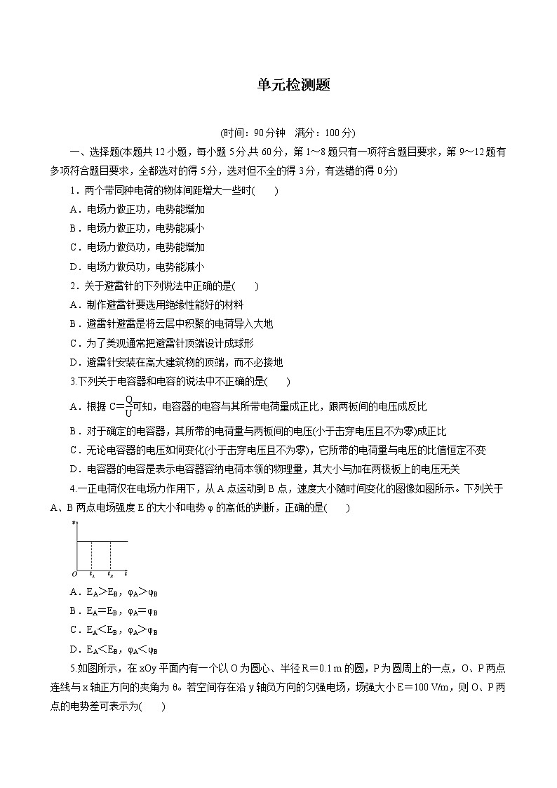 第2章 单元测试 练习 高中物理新鲁科版必修第三册（2022年）第1页