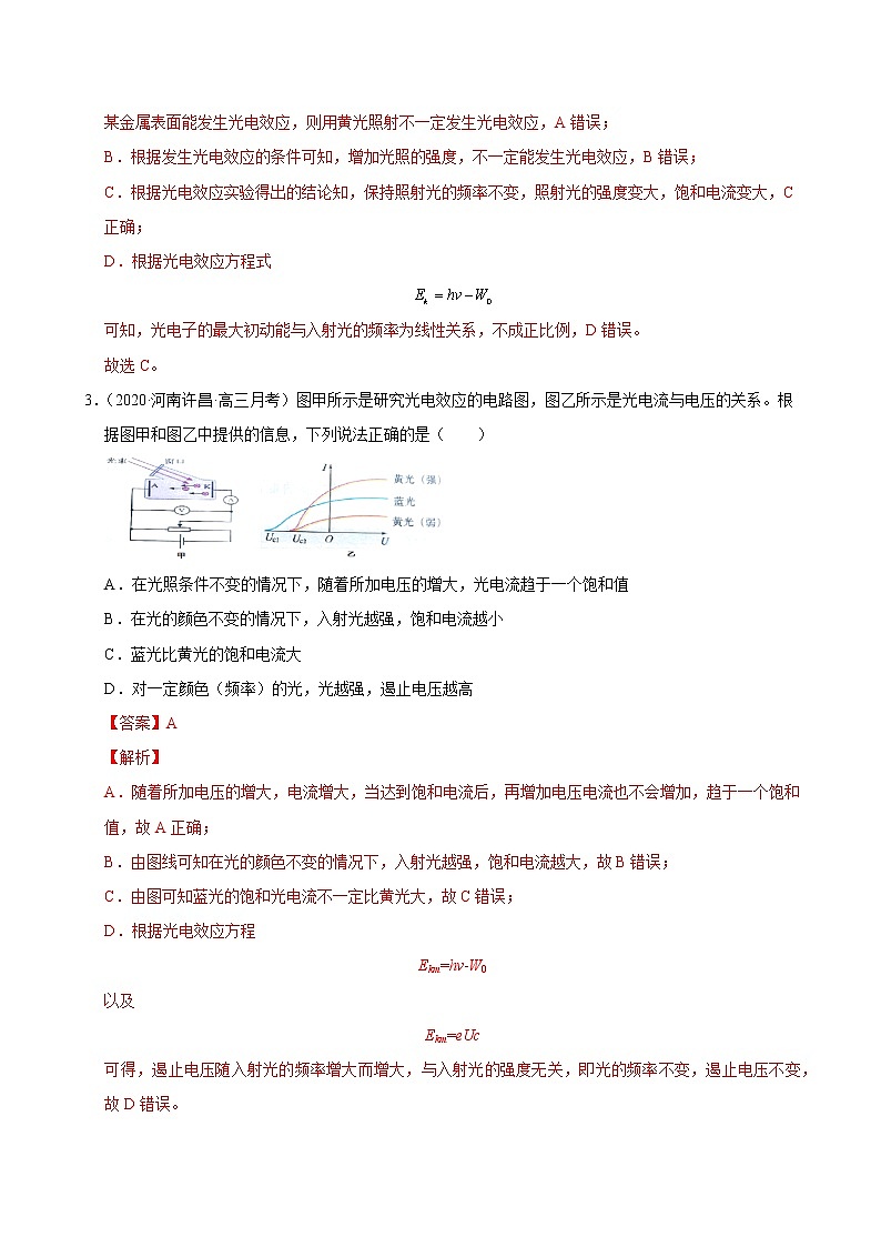 考点12原子结构、原子核和波粒二象性-2022届高三《物理》（高考复习） 试卷02