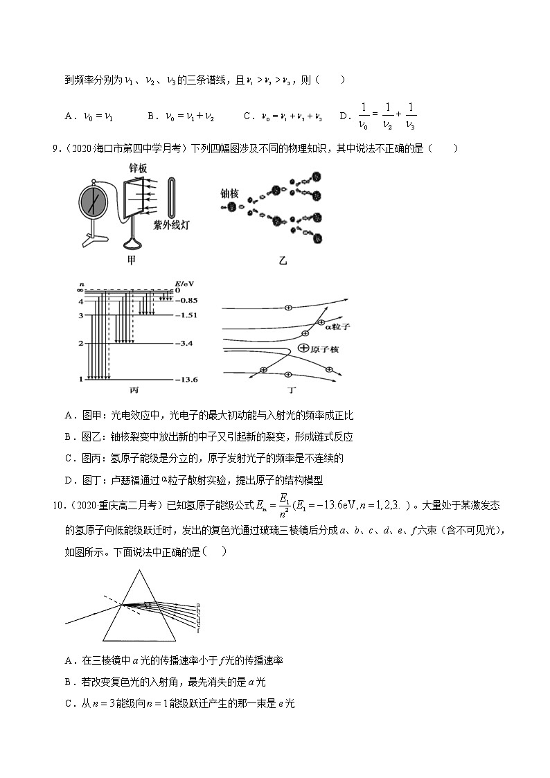 考点12原子结构、原子核和波粒二象性-2022届高三《物理》（高考复习） 试卷03