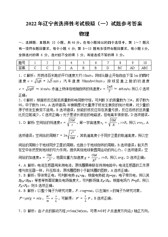 第一套物理答案第1页
