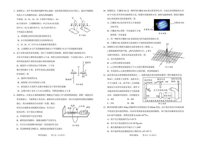浙江省绍兴市2022届高三下学期4月高考科目考试适应性考试（二模）物理试题含答案可编辑第2页