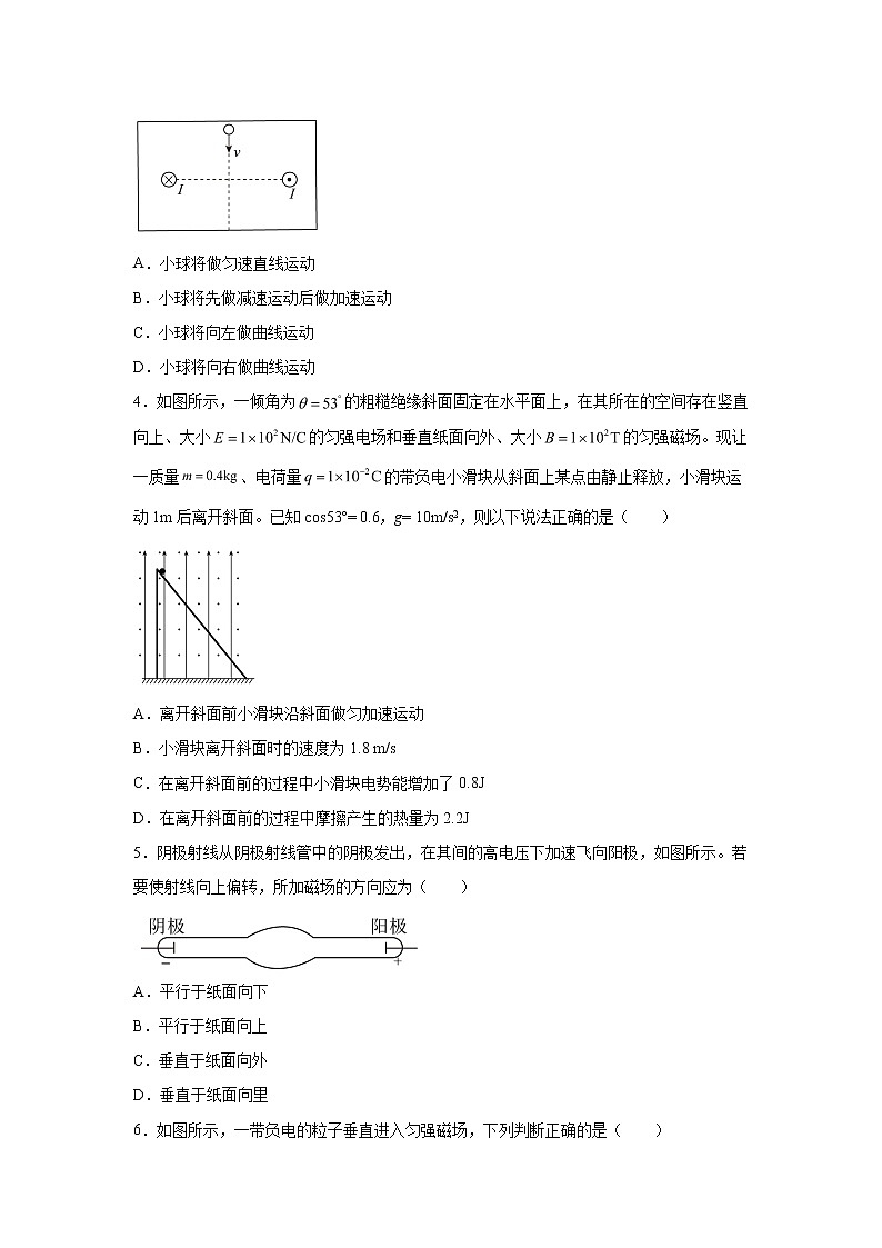 2021-2022学年高中物理新鲁科版选择性必修第二册 1.2洛伦兹力 同步练习（解析版）02