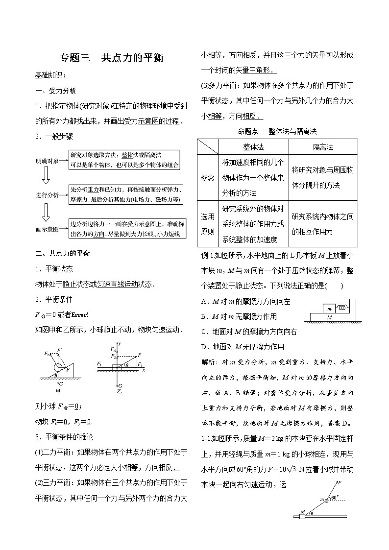专题三 共点力的平衡学案01