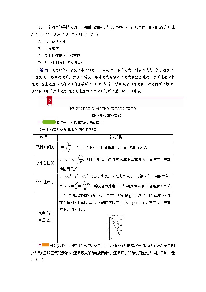 第四章  第2讲　平抛运动— 高中物理一轮复习学案03