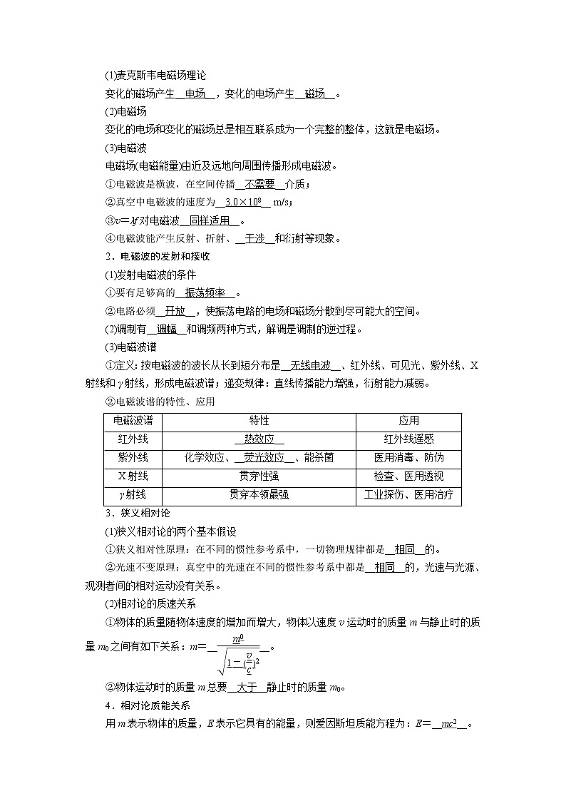 第十三章  第4讲　光的波动性　电磁波　相对论—2022高中物理一轮复习学案第3页