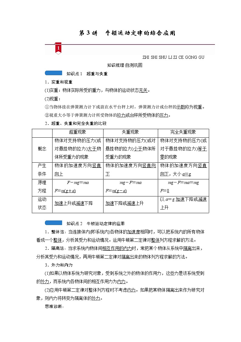 第三章  第3讲　牛顿运动定律的综合应用— 高中物理一轮复习学案01