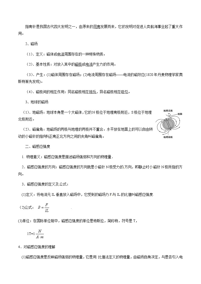5.1 磁场及其描述  学案 高中物理新鲁科版必修第三册（2022年）02