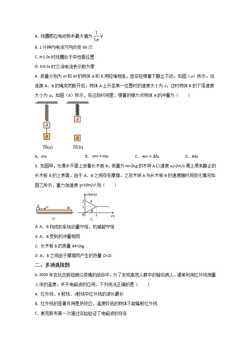 2022天津市宁河区芦台一中高二下学期线上阶段适应练习（第一次月考）物理试题含答案02