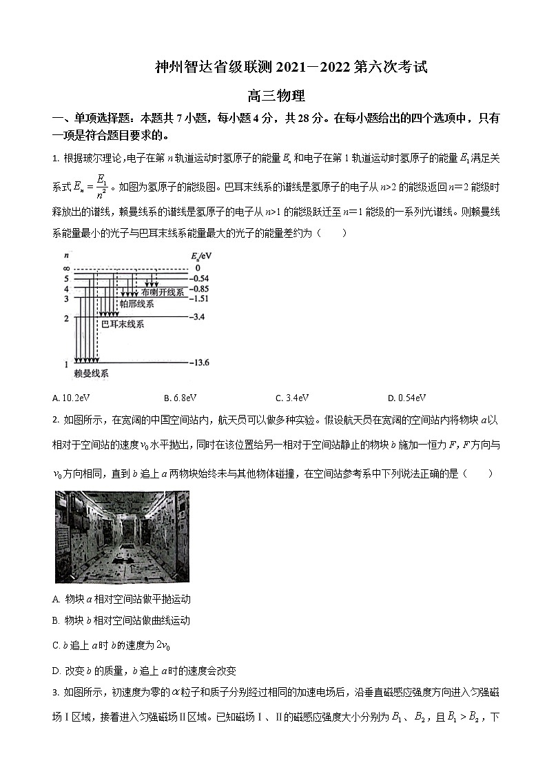 2022届河北省神州智达省级联测高三下学期第六次考试-物理含答案第1页