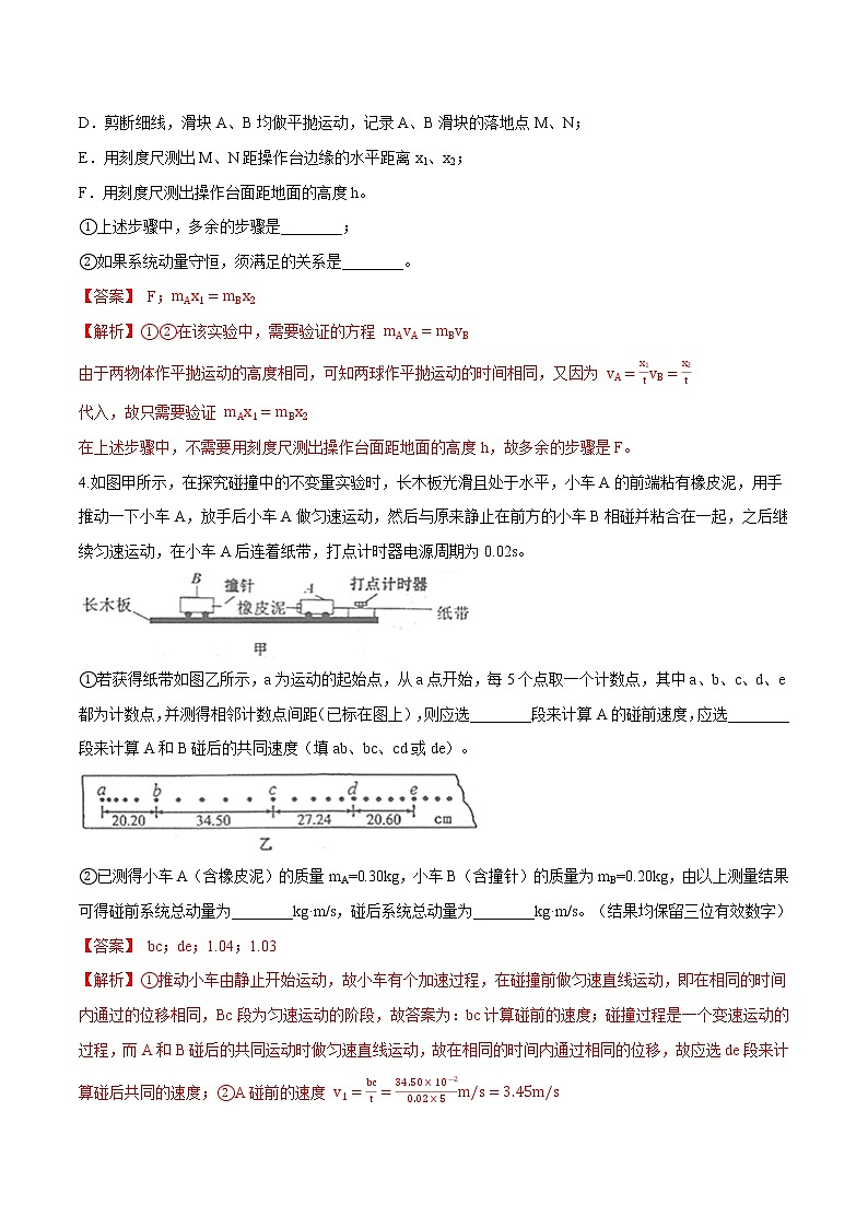 1.4验证动量守恒定律-2021-2022学年高二物理优化训练（2019人教版选修第一册）03