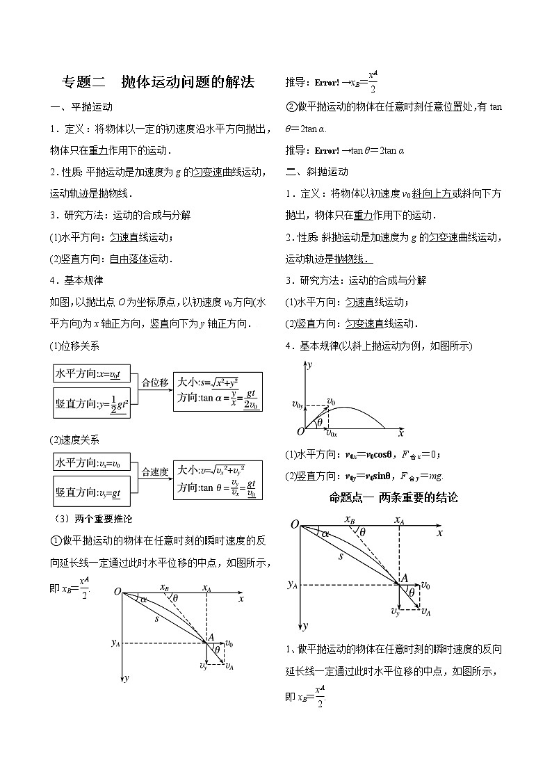 专题二  抛体运动的规律学案01