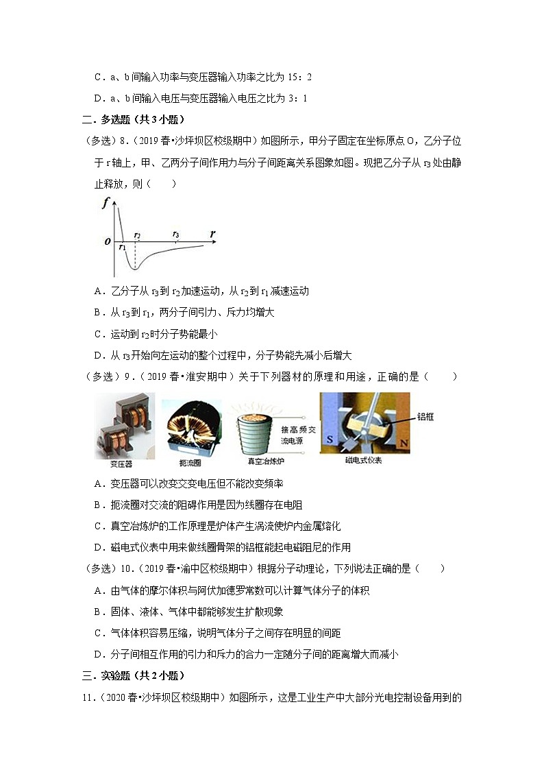 2021-2022学年下学期高中物理期中典型试卷汇编03
