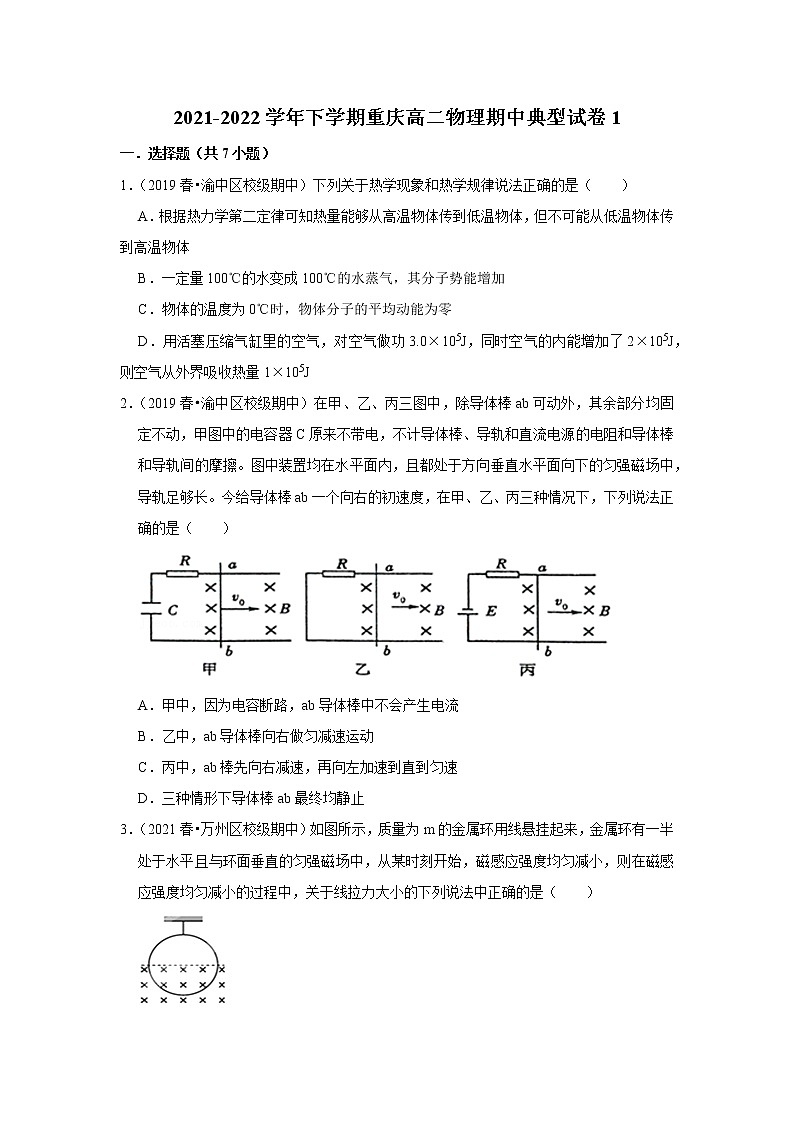 2021-2022学年下学期高中物理期中典型试卷汇编01