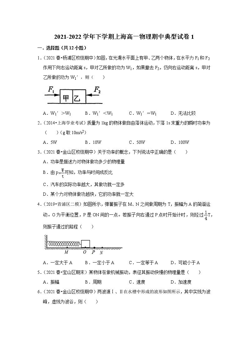 2021-2022学年下学期高中物理期中典型试卷汇编01