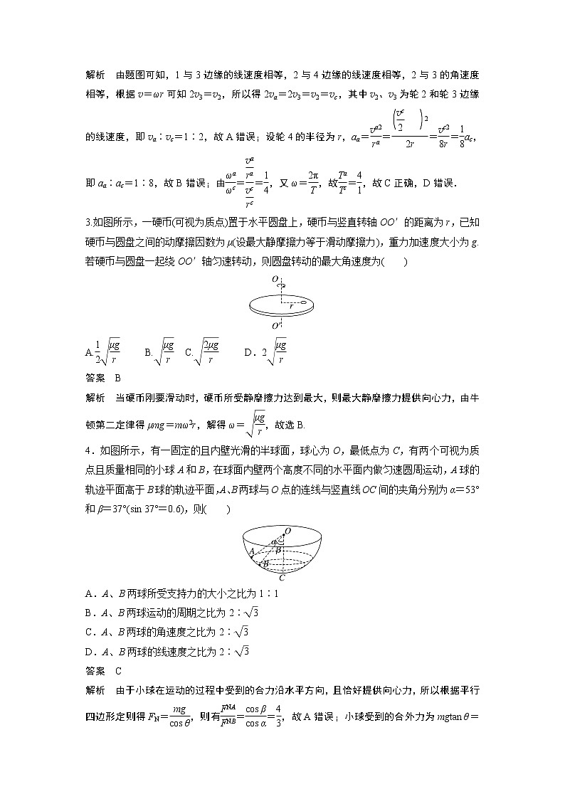 2023届高考一轮复习（老高考）第四章 微专题28　水平面内的圆周运动【解析版】第2页