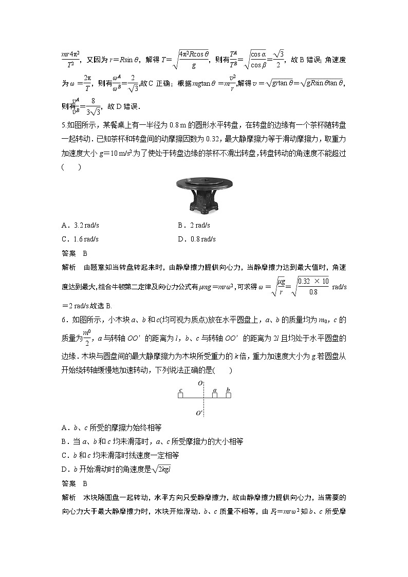 2023届高考一轮复习（老高考）第四章 微专题28　水平面内的圆周运动【解析版】第3页