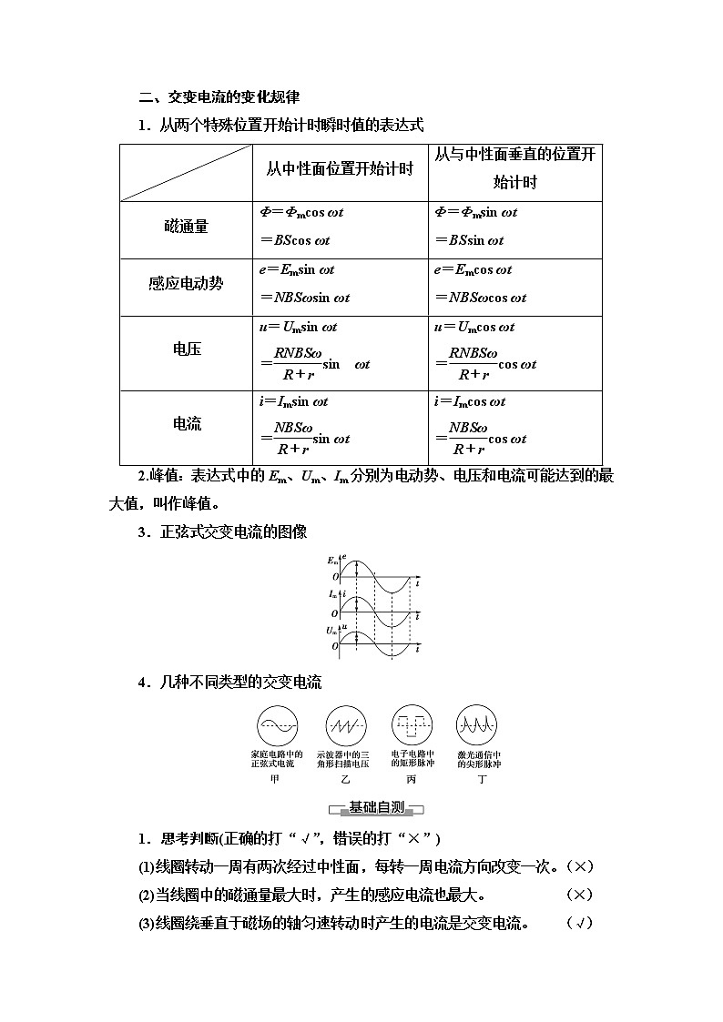 第3章 1.交变电流— 2020-2021同步新教材人教版（2019）高中物理选择性必修第二册讲义学案02