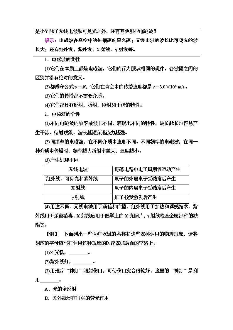 4.4 电磁波谱 学案-2019-2020学年高二下学期物理人教版（2019）选择性必修第二册第3页