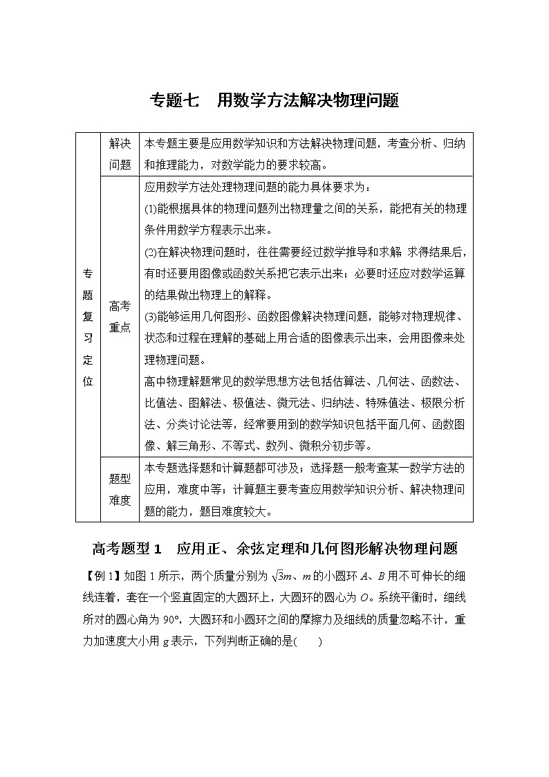 2022届二轮复习 专题七　用数学方法解决物理问题 学案第1页