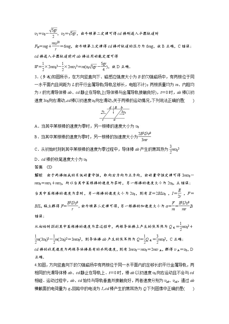 2023届高考物理加练必刷题（新高考版）第十一章 微专题79　动量观点在电磁感应中的应用【解析版】第3页