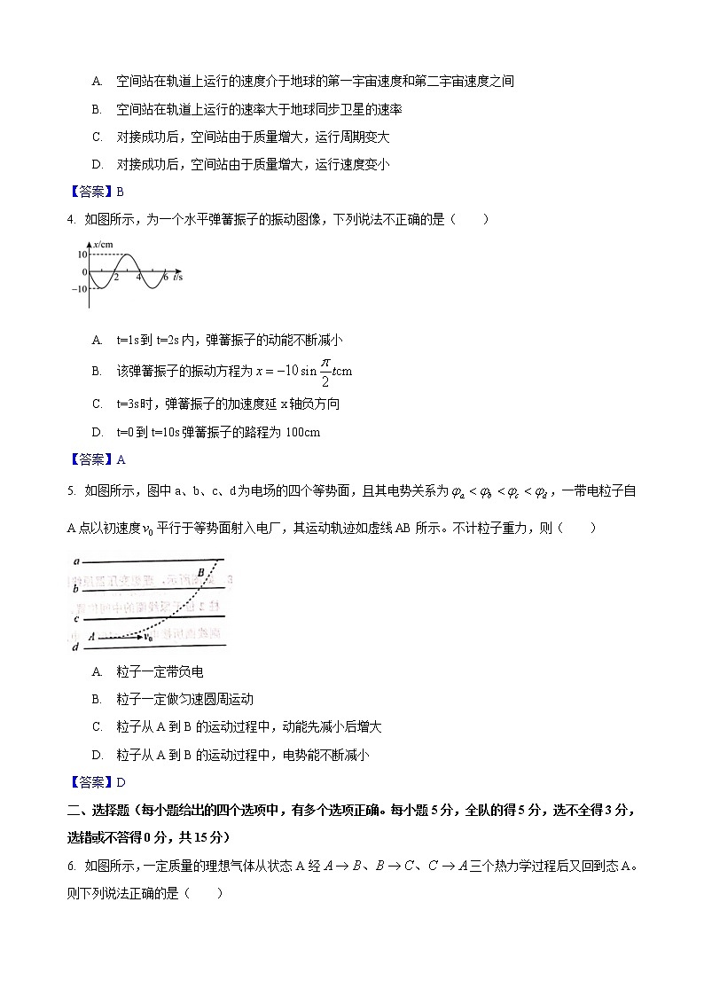 2022天津河西区高三下学期总复习质量调查（一）物理试题含答案02