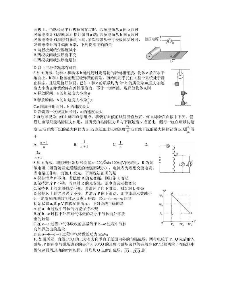 2021届湖北省武汉市高三下学期4月质量检测物理试题 PDF版02