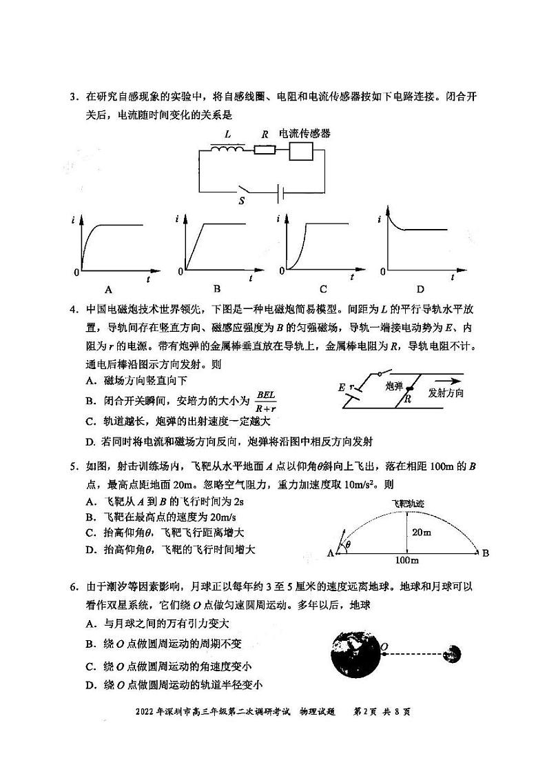 2022年深圳市高三年级第二次调研考试物理试题与答案（深圳二模）第2页