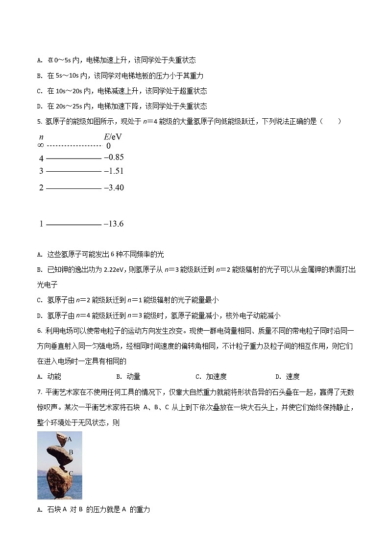 2022届北京市二中（东城区）高三下学期一模考试物理试题 word版02