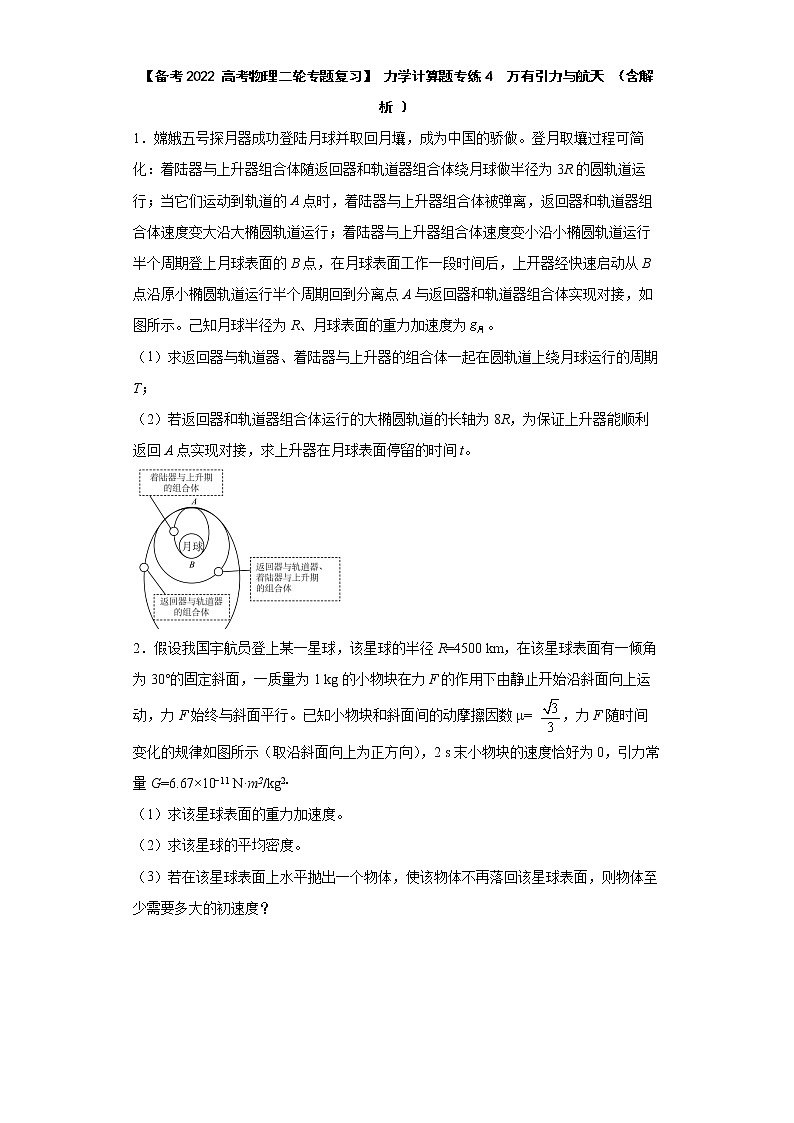 【备考2022 高考物理二轮专题复习】 力学计算题专练4  万有引力与航天 （含解析 ）第1页