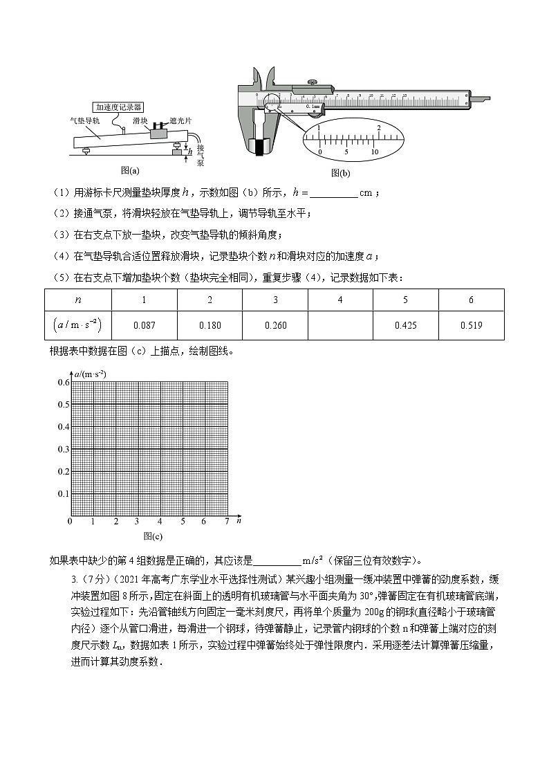 2022届高考物理二轮专练 专题22 力学实验（一）（原卷版）第2页